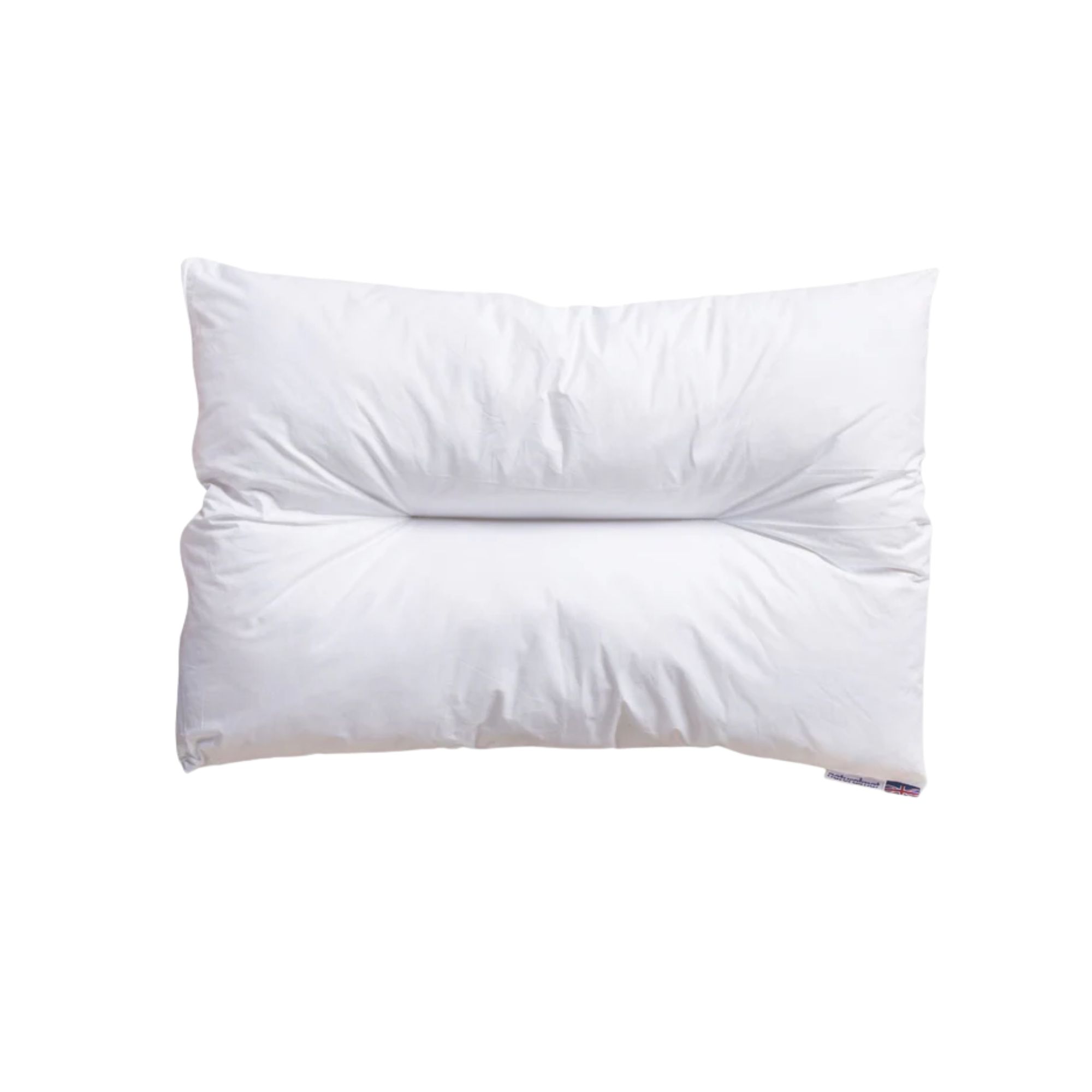 The Naturalmat The Centre Stitched Wool Pillow on a bed