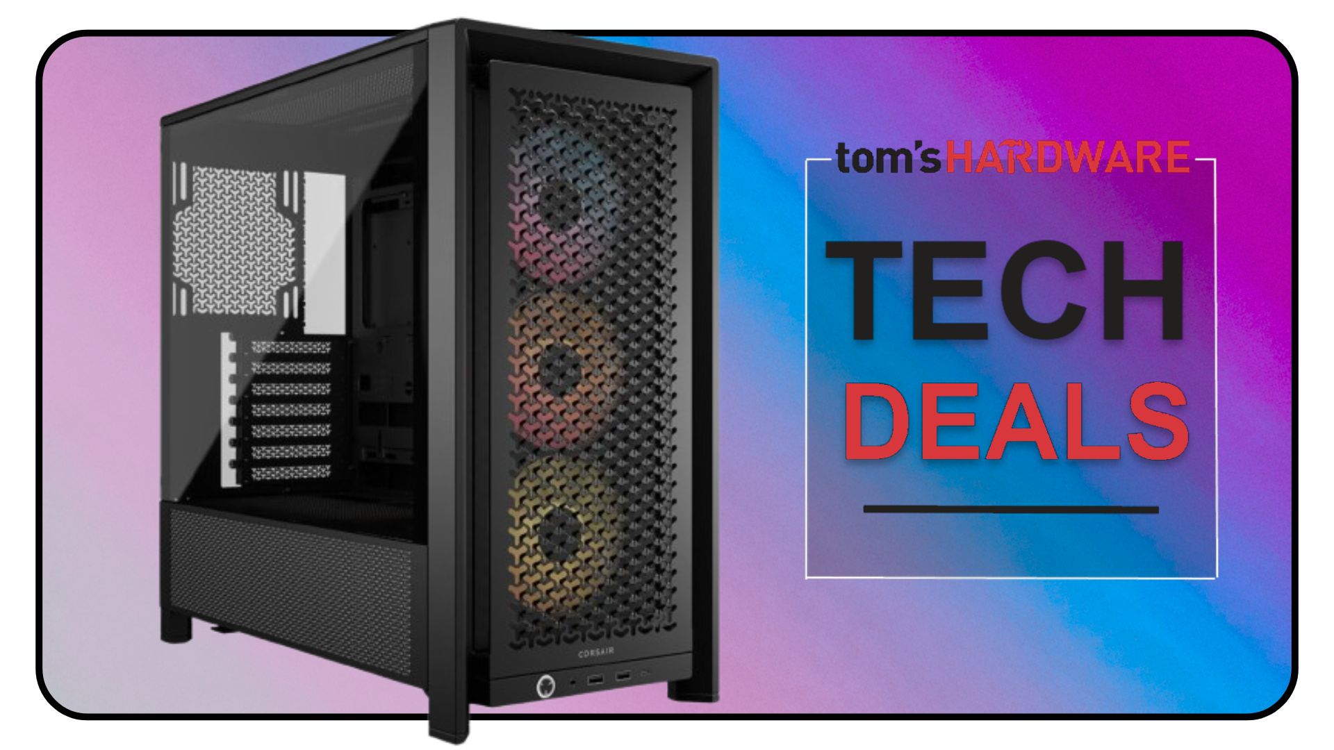 Tech Deals cover featuring Corsair&#039;s 4000D Frame RS ARGB mid-tower PC case. 