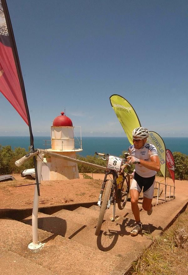 Urs Huber reaches the top of Grassy Hill.
