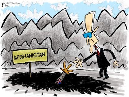 Political Cartoon U.S. biden afghanistan withdrawal quagmire