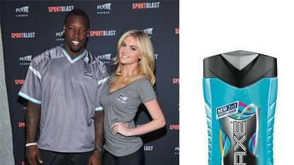 kate upton and jason pierre paul axe sport blast 2 in 1 shower gel and shampoo