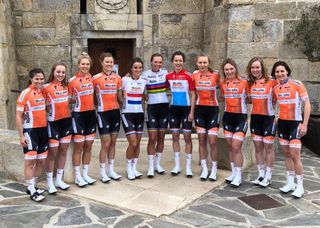 Riders show off the 2018 Boels Dolmans team kit