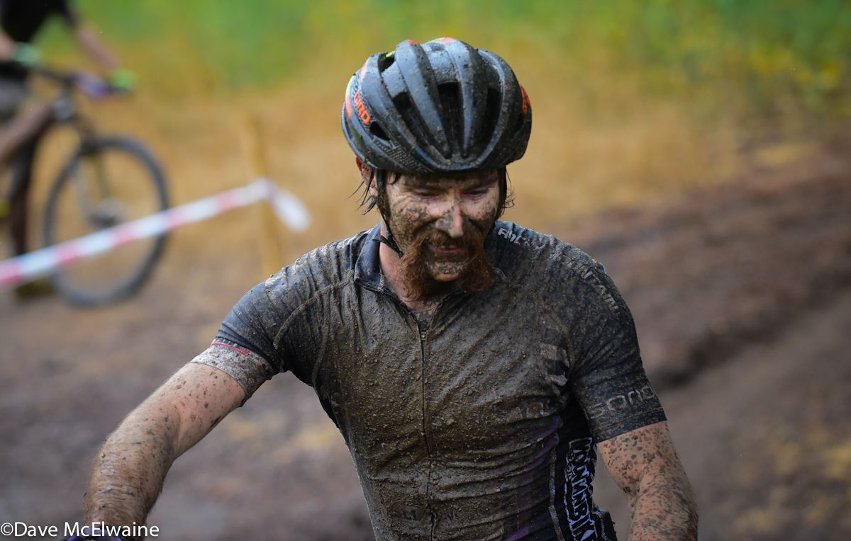 Tristen Uhl (Ridebiker Alliance) had to dismount near the end of lap four