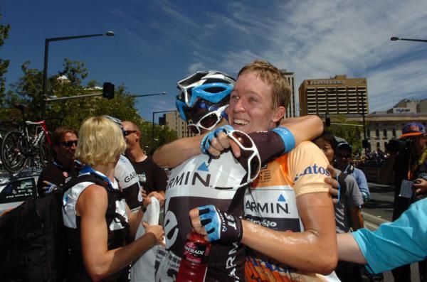 Cameron Meyer gets a hug after sealing the overall