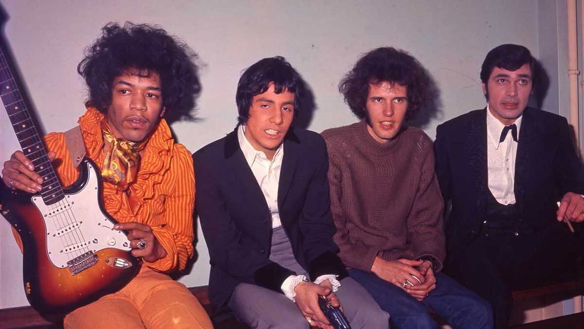 Jimi Hendrix backstage with Cat Stevens and Engelbert Humperdinck and Gary Leeds