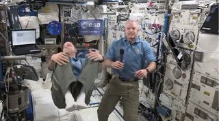 ISS Astronauts During Interview by Morgan Freeman