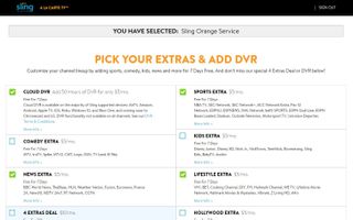 Picking extras in a Sling TV free trial