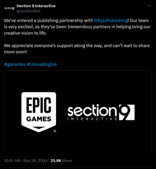 We've entered a publishing partnership with @EpicPublishing! Our team is very excited, as they've been tremendous partners in helping bring our creative vision to life.We appreciate everyone's support along the way, and can't wait to share more soon!#gamedev #UnrealEngine