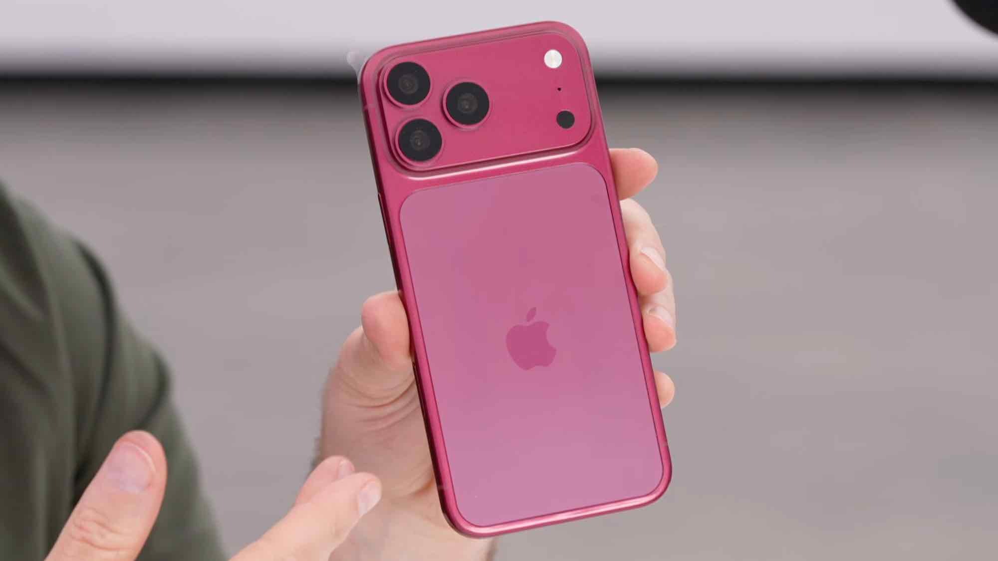 iPhone 18 Pro Max dummy unit in dark cherry