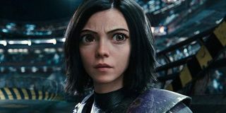 Alita's big eyes in Alita: Battle Angel