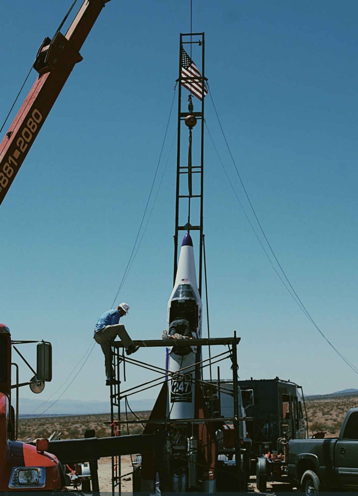 A view of &quot;Mad Mike&quot; Hughes&#039; rocket, taken on Aug. 12, 2019.