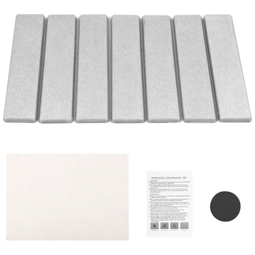Menibbler Foldable Stone Dish Drainer Mat, Non-Slip Reusable Diatomite Drying Mat for Home (gray)