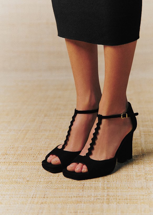 Hugo Sandals - Cfm Souliers X Editions S&amp;eacute;zane - Black Velvet - Goat Leather - S&amp;eacute;zane