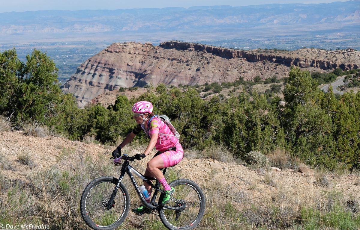 Jenny Smith (Stan&rsquo;s NoTubes) climbing well on the 43-mile course