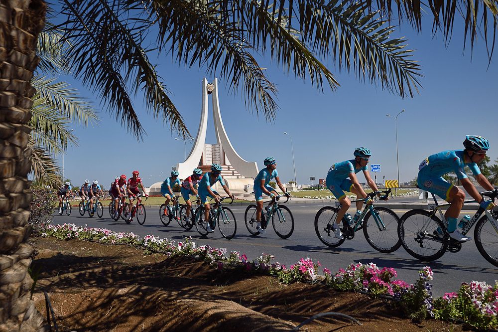 Astana controlling the front of the peloton