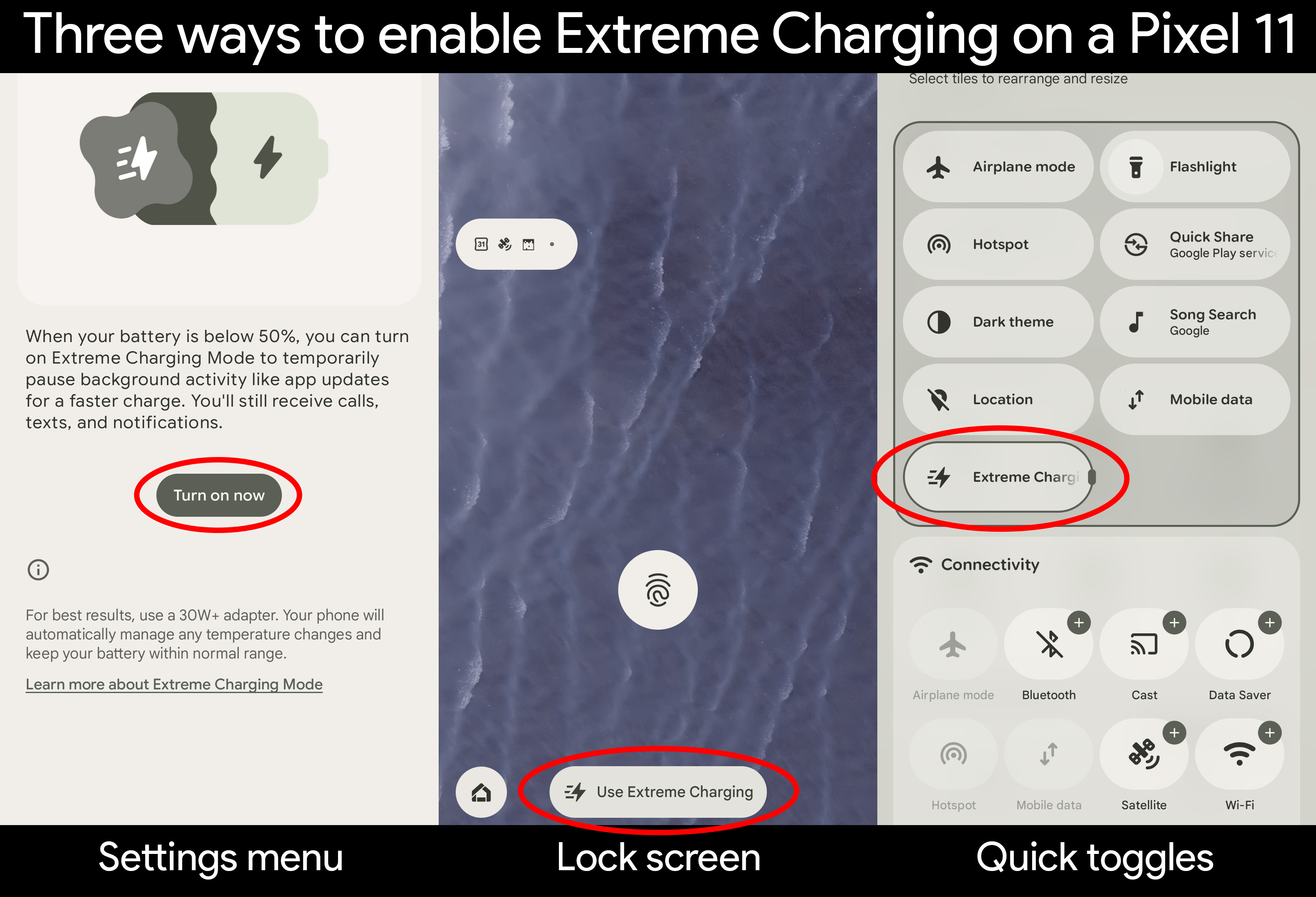 How to enable Extreme Charging on a Pixel 11 phone