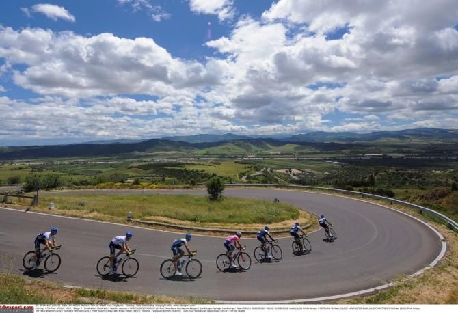 Orica-GreenEdge leading the peloton