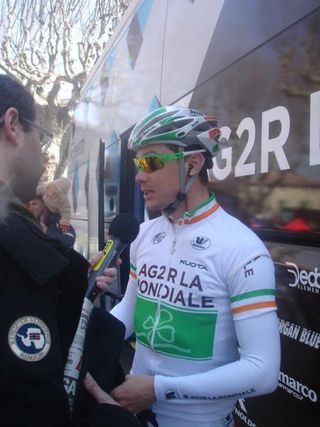 Nicolas Roche (Irl) AG2R La Mondiale talks to the media