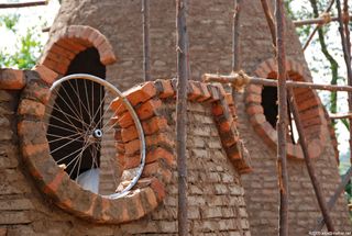 Bicycle wheels provided the formwork for windows