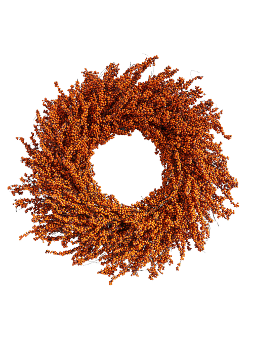 Faux Orange Mini Berry Wreath 32"