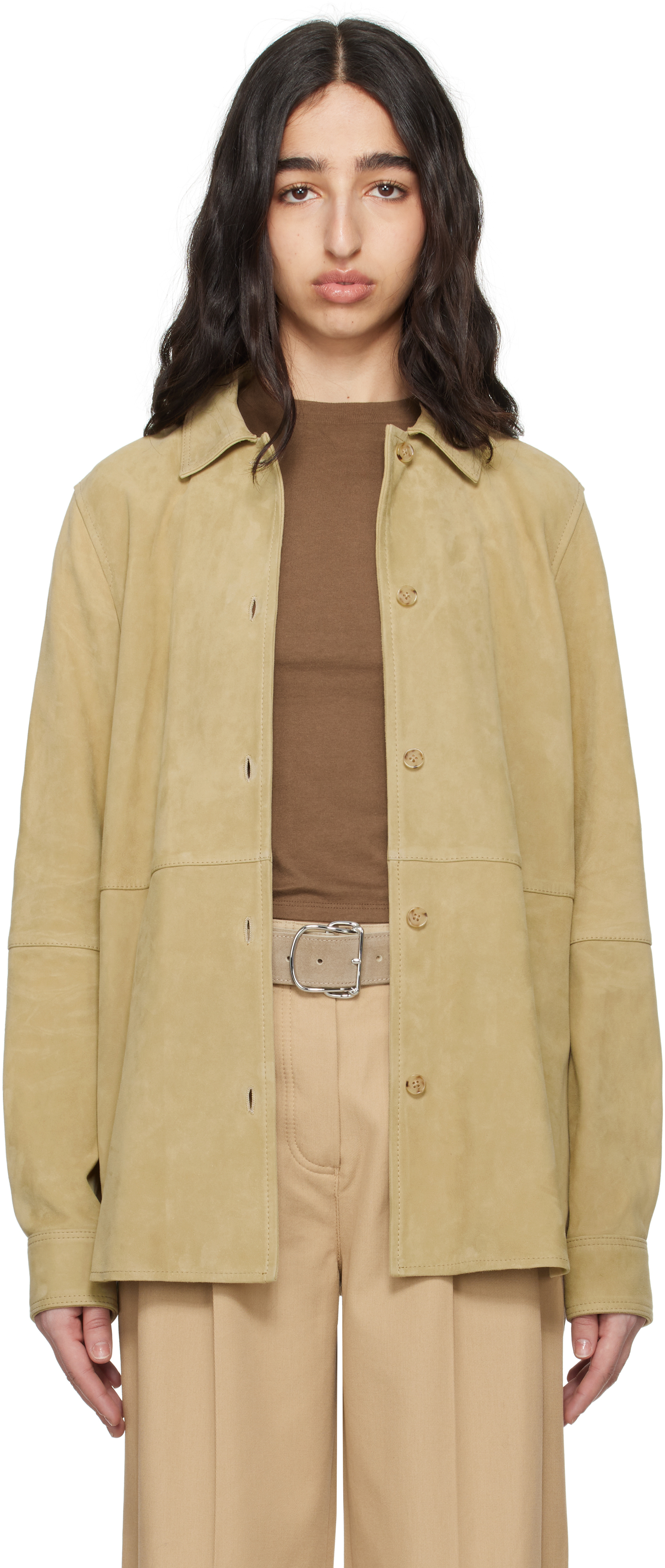Beige Soft Suede Overshirt