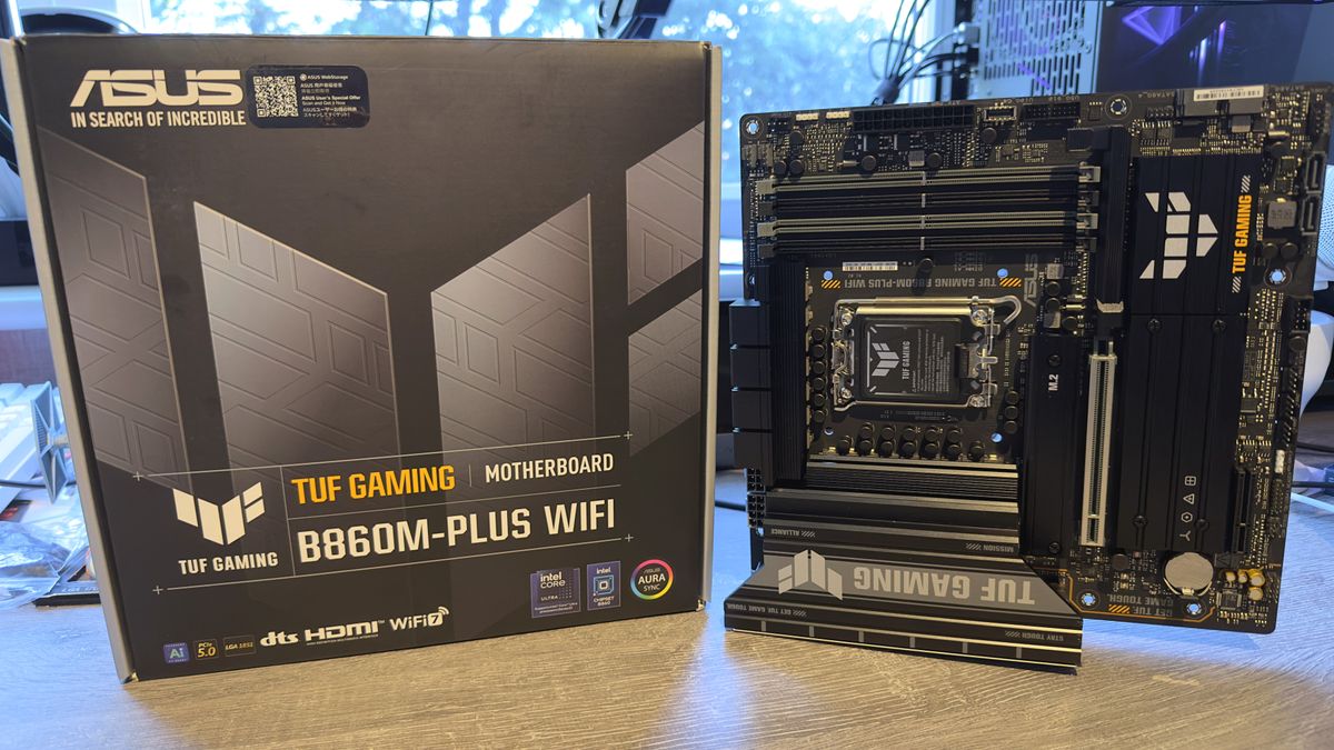 A photo of the Asus TUF Gaming B860M-Plus WiFi motherboard