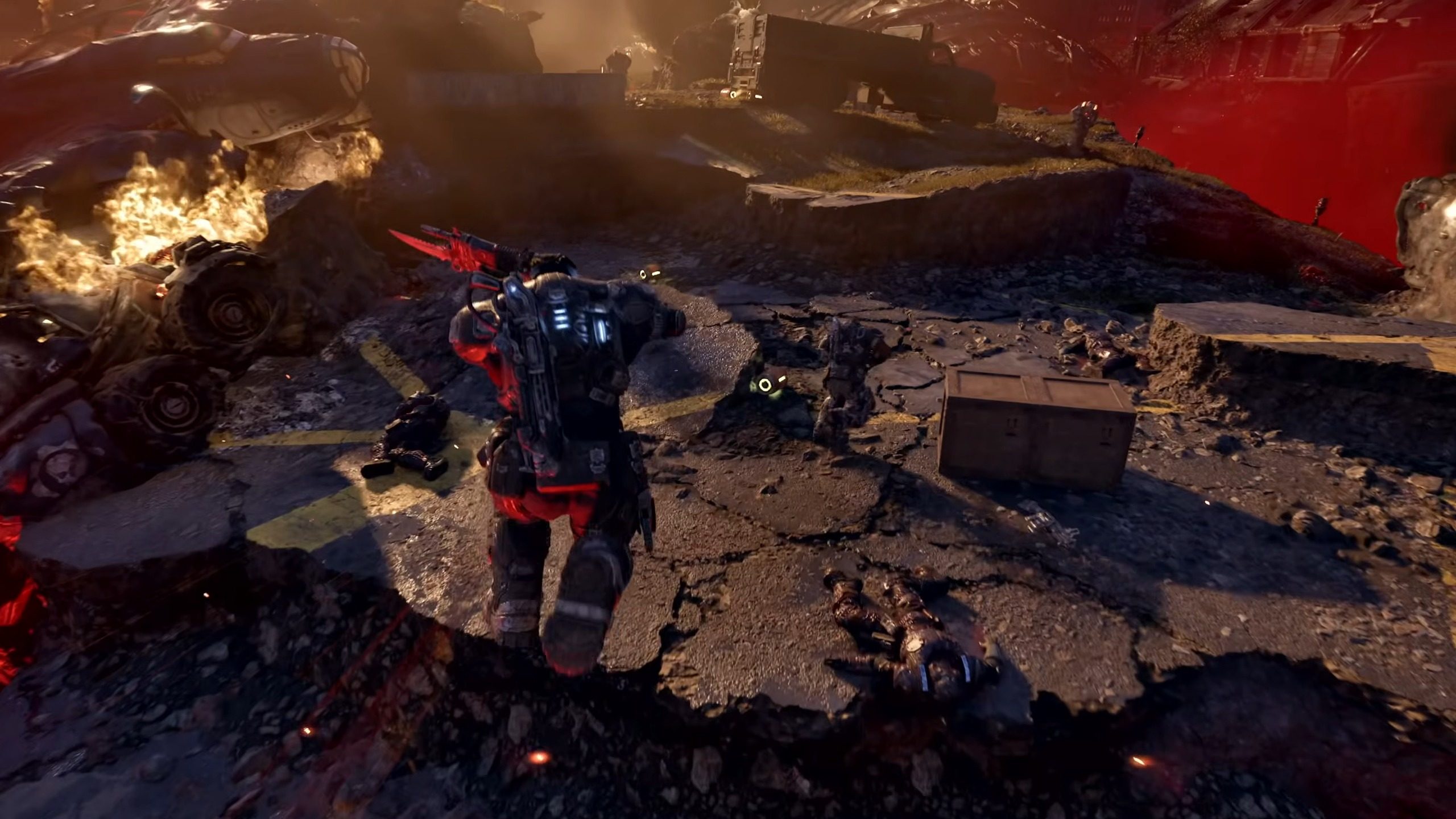 Gears of War: E-Day screenshot of Marcus Fenix jumping.
