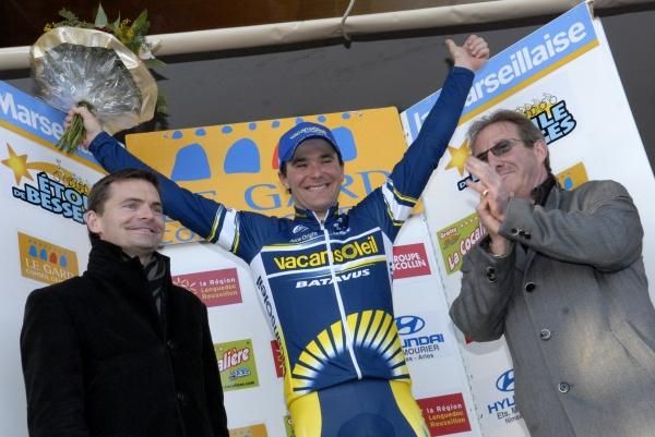 Borut Bozic (Vacansoleil Pro Cycling Team) on the podium for his stage victory.