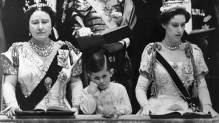 A young Prince Charles with the Queen Mother at the Coronation of Queen Elizabeth II