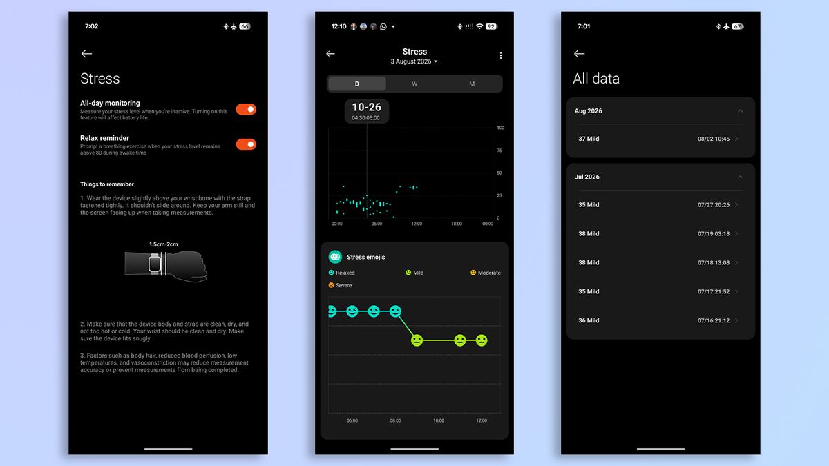 Screenshots of the Mi Fitness app on Android