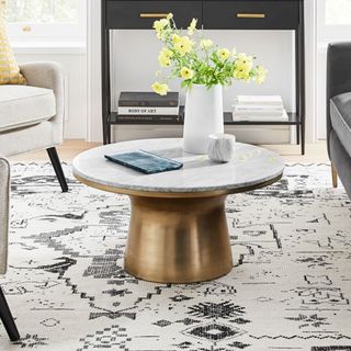 west elm marble coffee table with brass