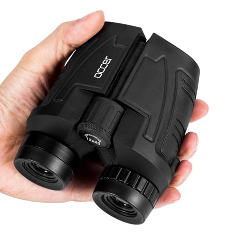 Occer 12x25 Compact Binoculars for Adults and Kids, Large Eyepiece Waterproof Binocular With Low Light Vision,high Powered Easy Focus Binoculars for Bird Watching,outdoor Hunting,travel,sightseeing