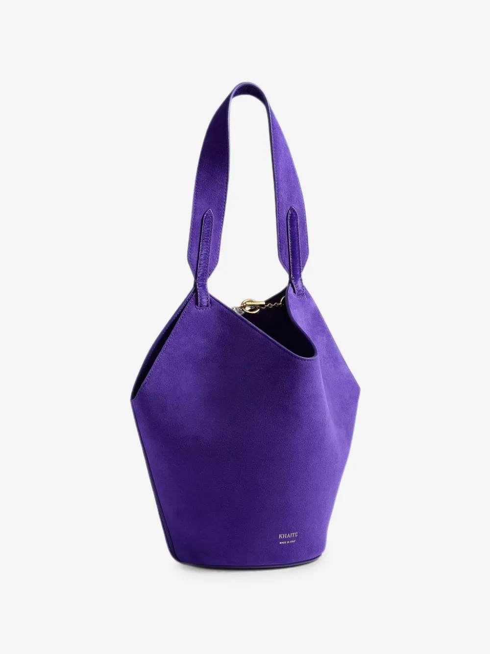 Khaite Mini Lotus Tote in Amethyst Haircalf and Suede | Os
