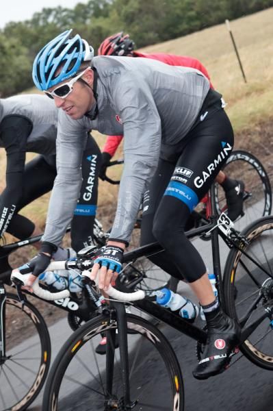 Ryder Hesjedal (Garmin-Cervelo) surviving the rainy weather today