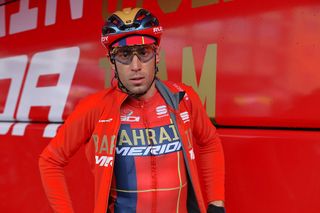 Vincenzo Nibali (Bahrain-Merida) outside his team bus