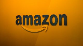 Amazon logo on orange wall