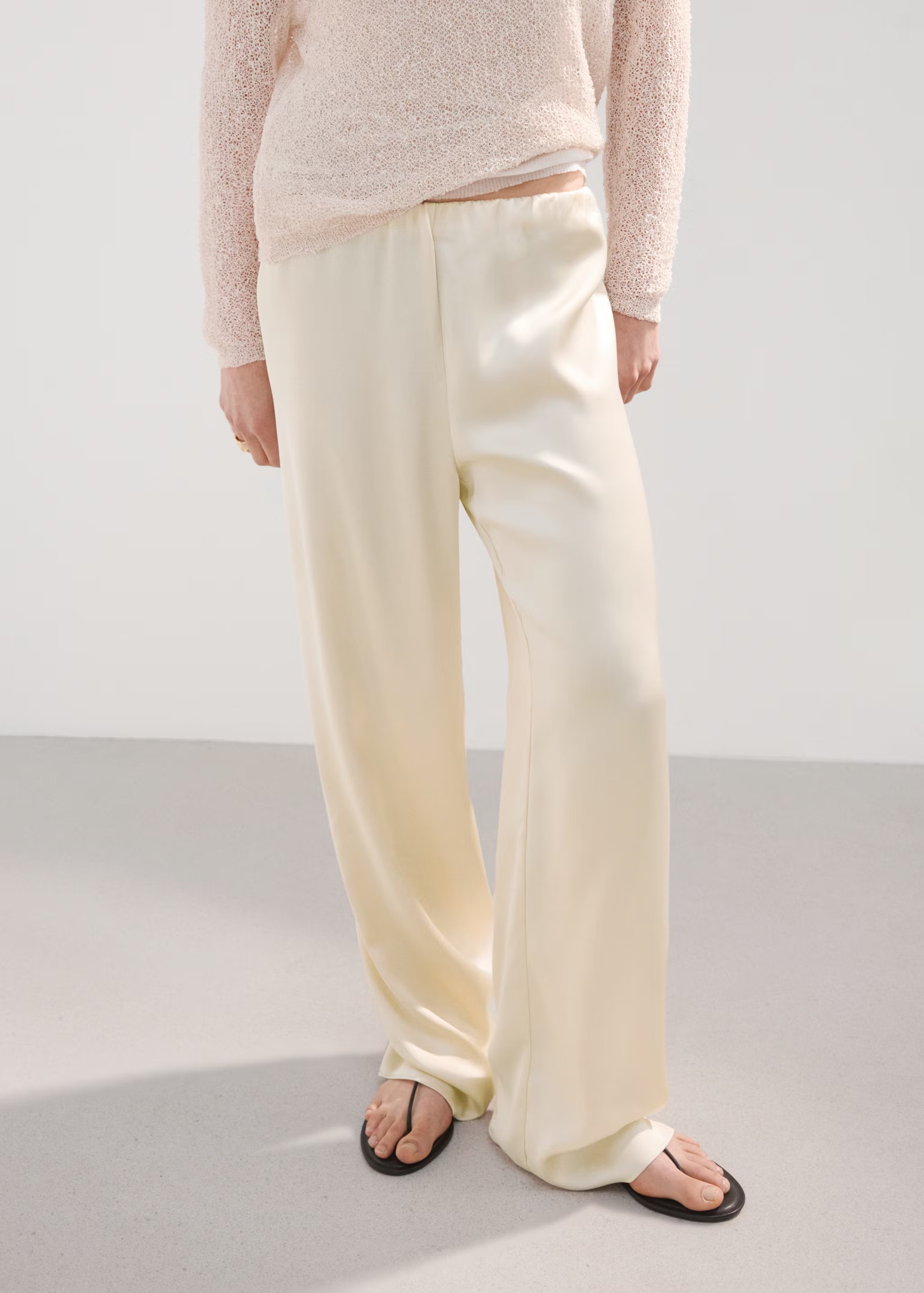 Satin Straight-Fit Trousers - Women | Mango United Kingdom