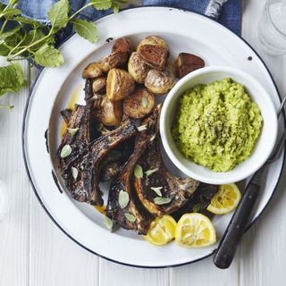 Griddled Lamb Cutlets with Broad Bean Puree