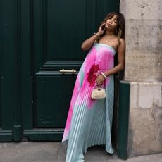 ellie delphine wearing a flower dress
