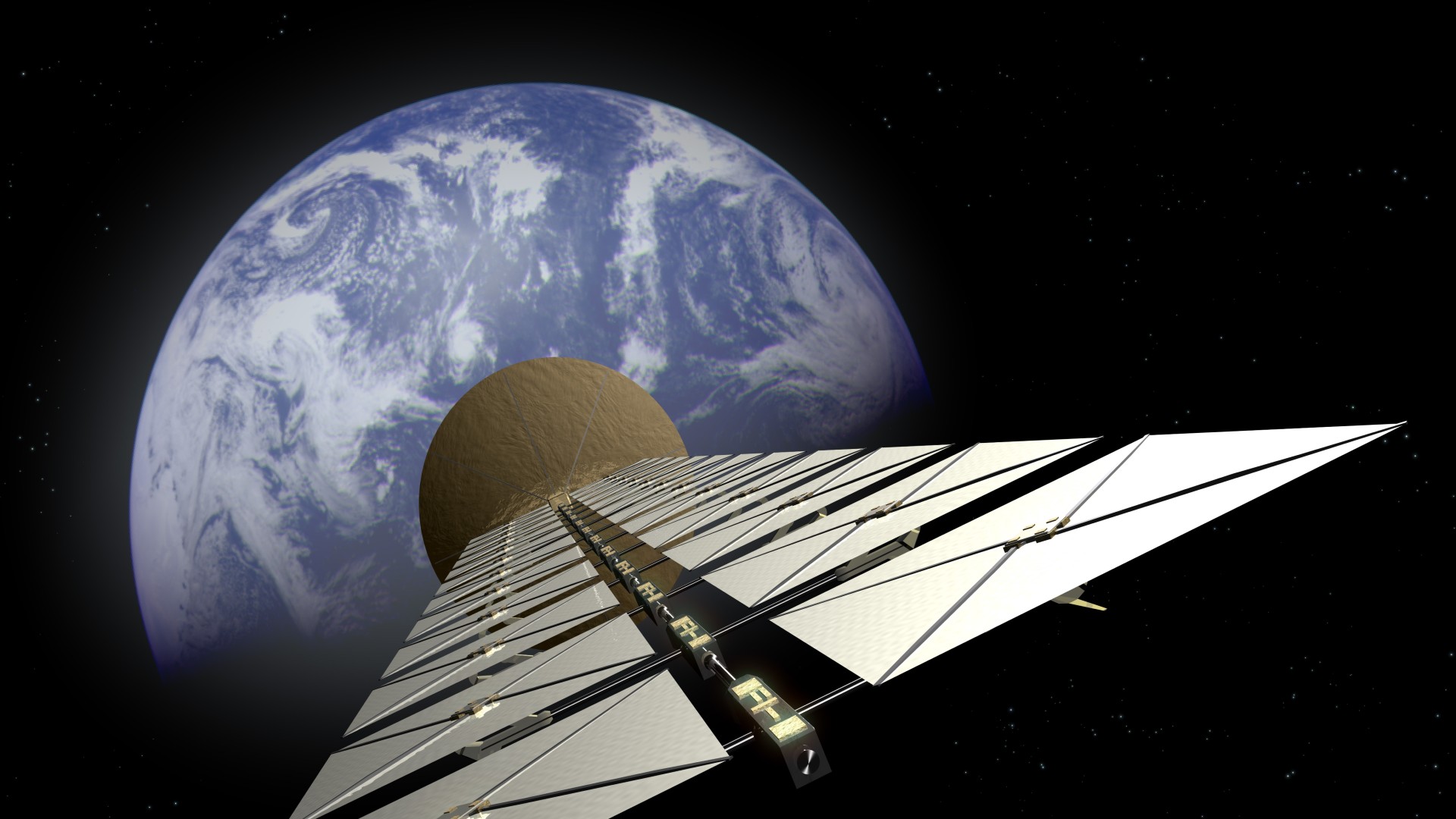 Artist’s impression of a solar power satellite in space orbiting Earth.