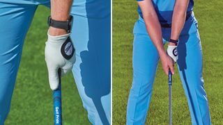 Connor Syme demonstrating a neutral golf grip