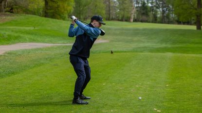 Golf Monthly news writer Jonny Leighfield in action at Brocket Hall