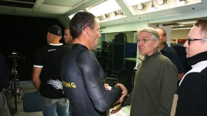 Steve Hed (in glasses) was highly respected for his aero expertise