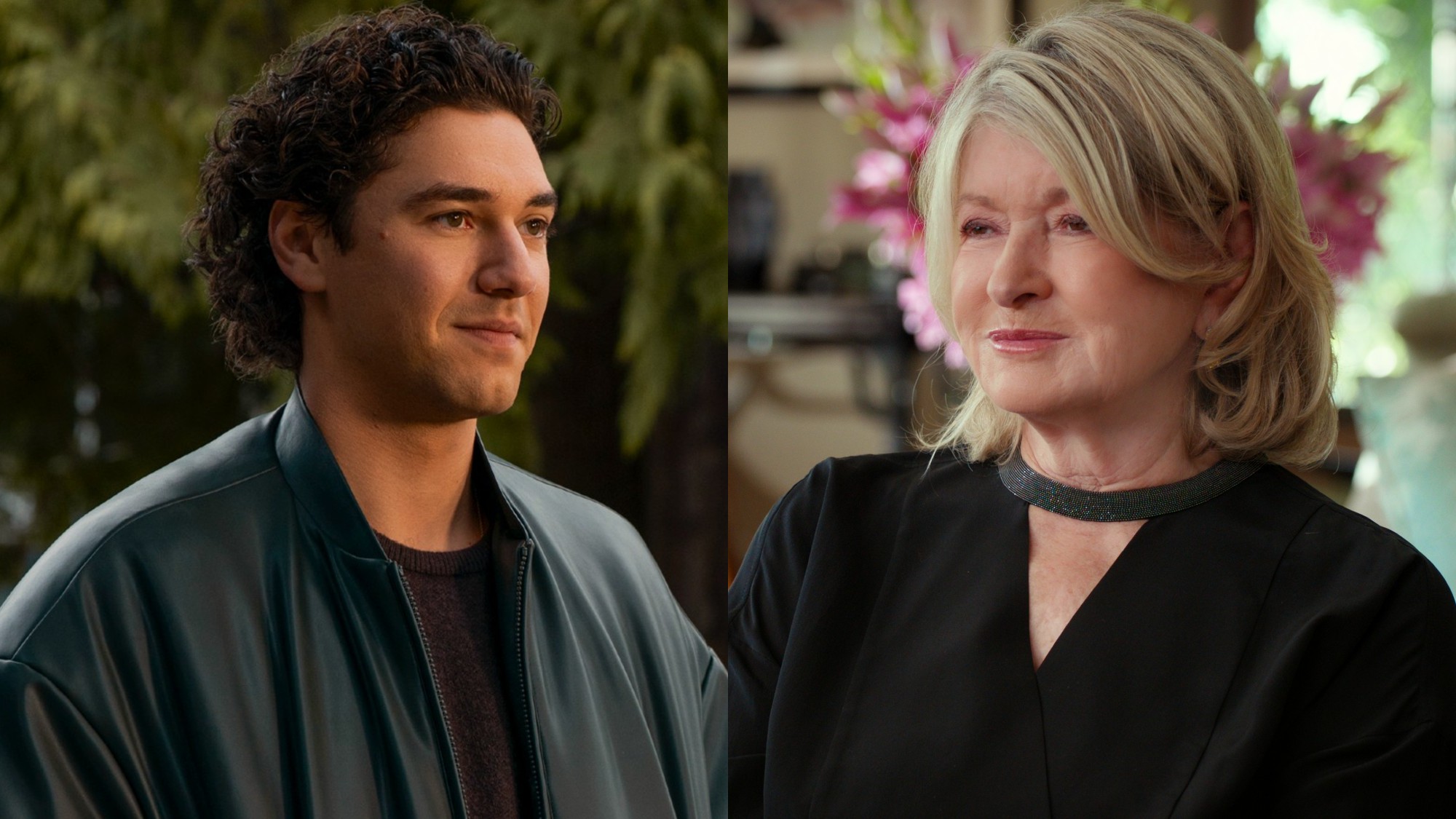 From left to right: Belmont Cameli looking to his right in Off Campus and Martha Stewart looking to her left in Martha. 