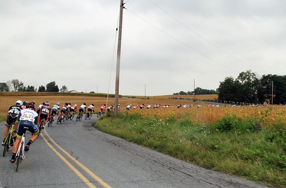 The field stretched out for half a mile as the riders snaked along.