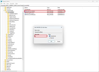 Registry enable always show scrollbars