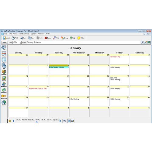 Organizer Pro shows national holidays so you can schedule meetings and appointments around them.