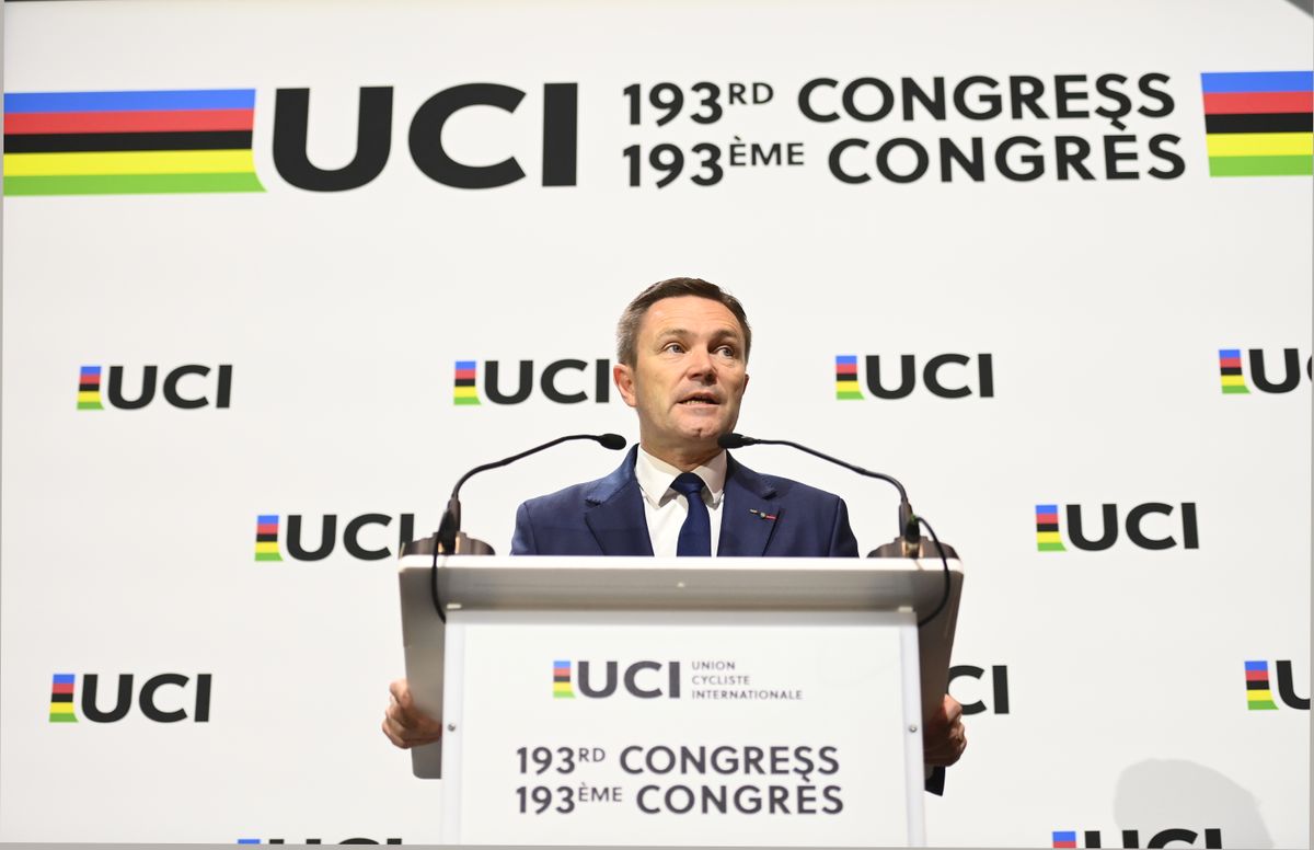 UCI President David Lappartient speaks at the UCI Congress back in September