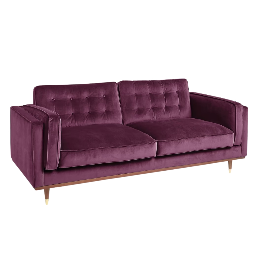 John Lewis & Partners, Lyon Large 3 Seater Sofa, Damson Purple Velvet