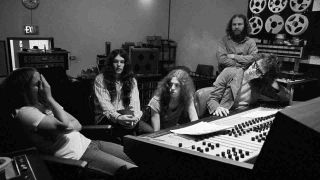 Lynyrd Skynyrd in the recording studio with producer Al Kooper in 1973